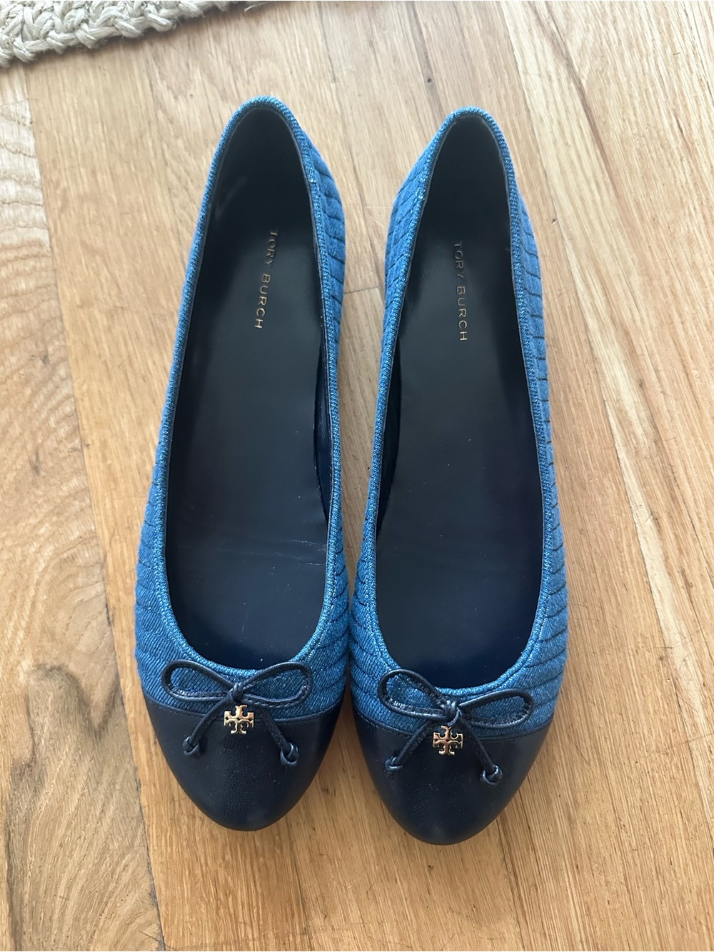 New Tory Burch Black Cap-Toe Jean Ballet Flats